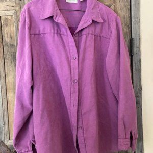 Studio Works fuschia colored blouse, suede type material, size L